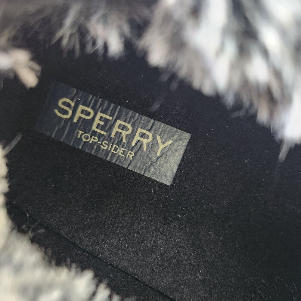 Sperry Top Sider Saltwater 1-Eye Black Duck Boots Faux Fur Cozy Cabincore 9M - Picture 6 of 12
